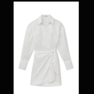 Thakoon White Poplin Mini Wrap Dress Size 12 NWT